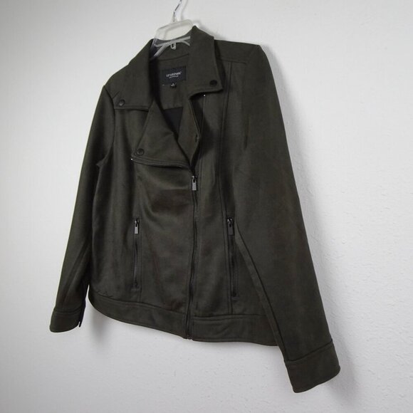 Liverpool Faux Suede Moto Jacket Women’s Plus Size 1X Green Gray Zipper New - Picture 4 of 12